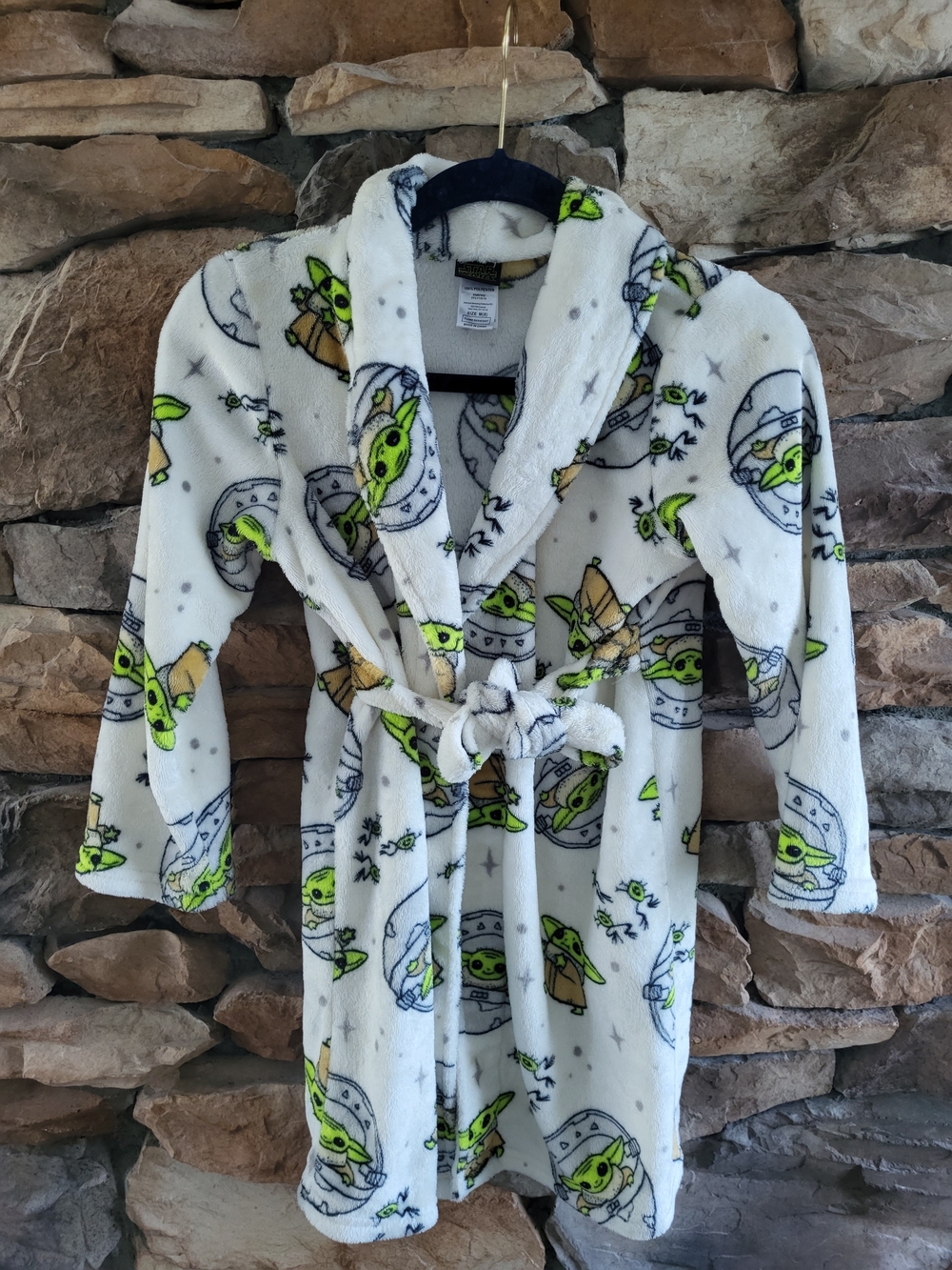 Kids White Plush Robe - Baby Yoda Grogu Mandalorian